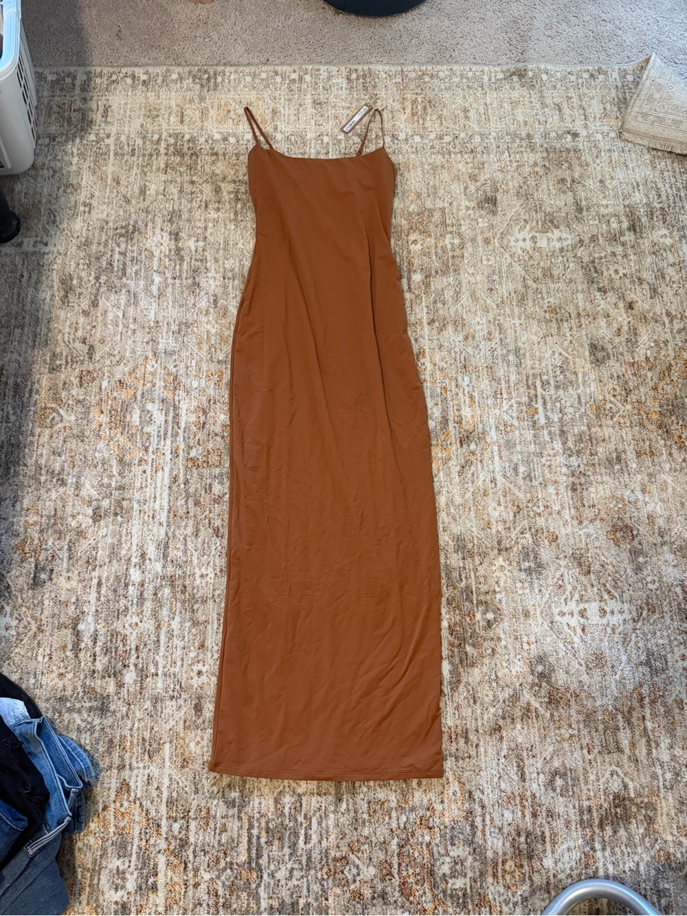 SKIMS Fits Everybody Long Slip Maxi Dress in Bronze - Picture 1 of 4